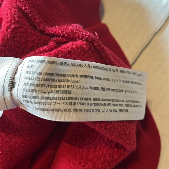 Hollister-S-red-scoopneck, long sleeve, kangaroo pocket, ribbed, sweatshirt. - Picture 8 of 12